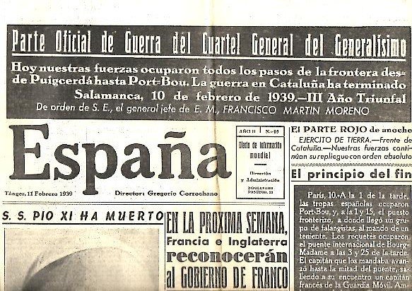 ESPAÑA. AÑO II. N. 95. 11-FEBRERO-1939.