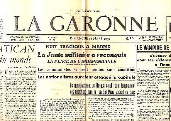 LA GARONNE. AÑO II. N. 406. 12-MARZO-1939.