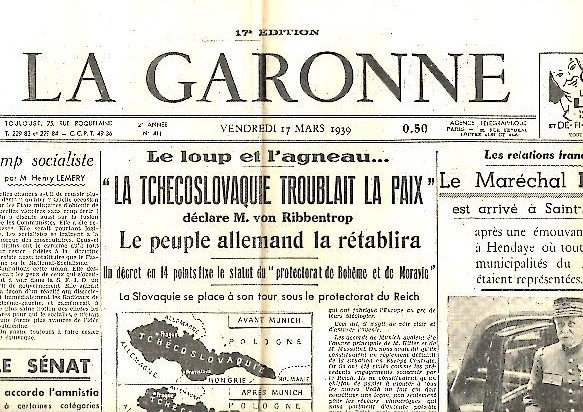 LA GARONNE. AÑO II. N. 411. 17-MARZO-1939.