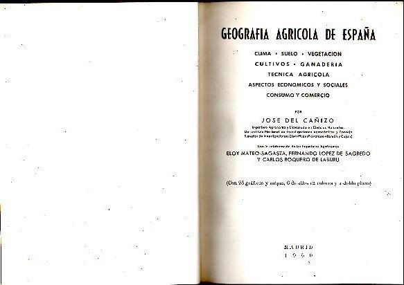 GEOGRAFIA AGRICOLA DE ESPAÑA.