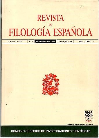 REVISTA DE FILOLOGIA ESPAÑOLA. VOLS. 86, 87, 88, 89, 90, …