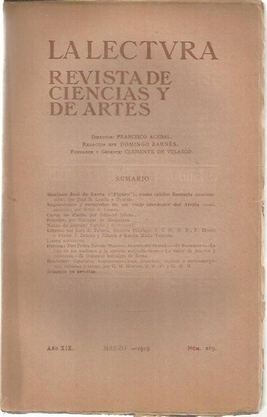 LA LECTURA. REVISTA DE CIENCIAS Y DE ARTES. AÑO XIX. …