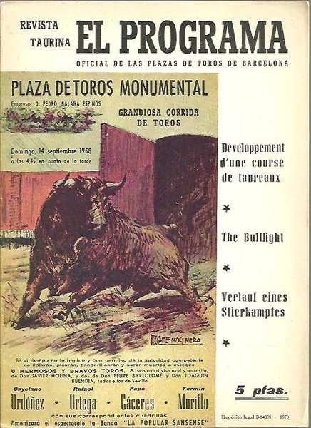 EL PROGRAMA. REVISTA TAURINA. PROGRAMA OFICIAL DE LAS PLAZAS DE …