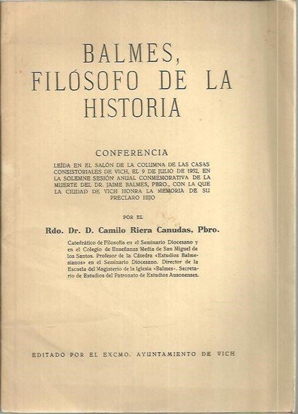 BALMES, FILOSOFO DE LA HISTORIA.