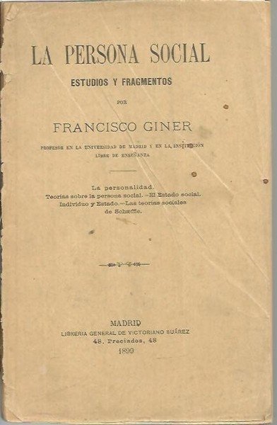 LA PERSONA SOCIAL. ESTUDIOS Y FRAGMENTOS.