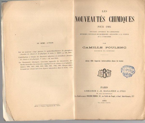 LES NOUVEAUTES CHIMIQUES PUR 1904. NOUVEAUX APPAREILS DE LABORATOIRE. METHODES …