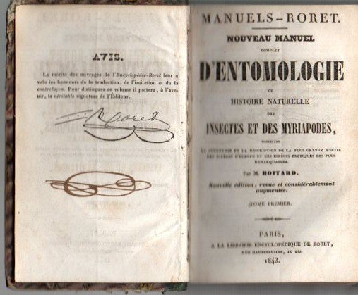 NOUVEAU MANUEL COMPLET D'ENTOMOLOGIE OU HISTOIRE NATURELLE DES INSECTES ET …