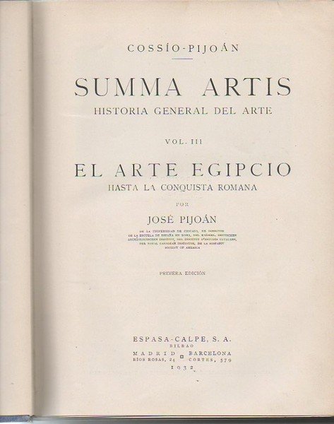 SUMMA ARTIS. HISTORIA GENERAL DEL ARTE. VOL. III. EL ARTE …