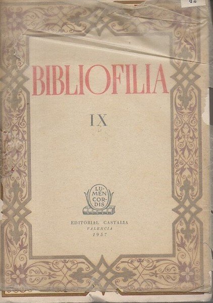 BIBLIOFILIA. VOLUMEN IX.