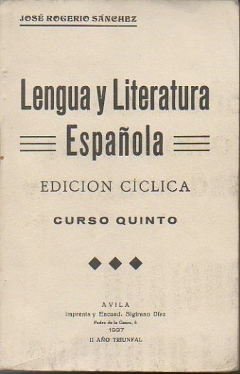 LENGUA Y LITERATURA ESPAÑOLA. QUINTO CURSO.