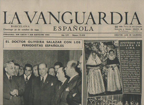LA VANGUARDIA ESPAÑOLA. AÑO LXV. NUMERO 25.939. DOMINGO 30 DE …