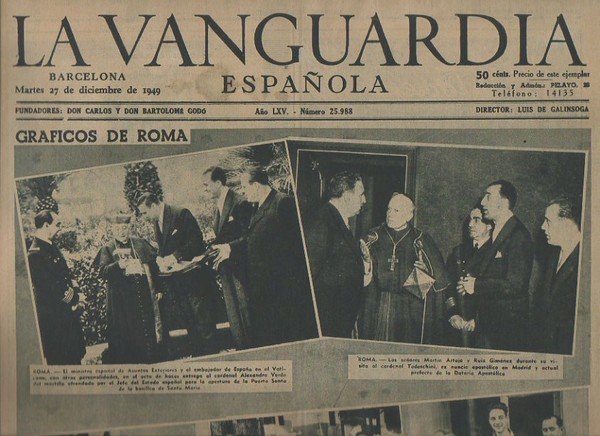 LA VANGUARDIA ESPAÑOLA. AÑO LXV. NUMERO 25.988. MARTES 27 DE …