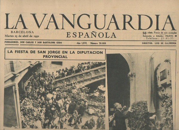 LA VANGUARDIA ESPAÑOLA. AÑO LXVI. NUMERO 26.089. MARTES 25 DE …