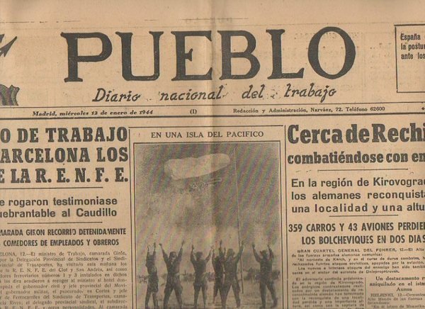PUEBLO. DIARIO NACIONAL DEL TRABAJO. AÑO V. NUM. 1.090. MADRID, …