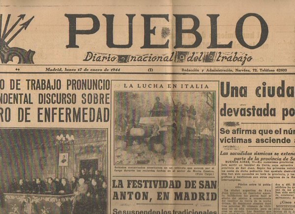 PUEBLO. DIARIO NACIONAL DEL TRABAJO. AÑO V. NUM. 1.094. MADRID, …