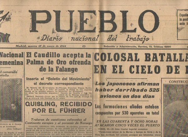 PUEBLO. DIARIO NACIONAL DEL TRABAJO. AÑO V. NUM. 1101. MADRID, …