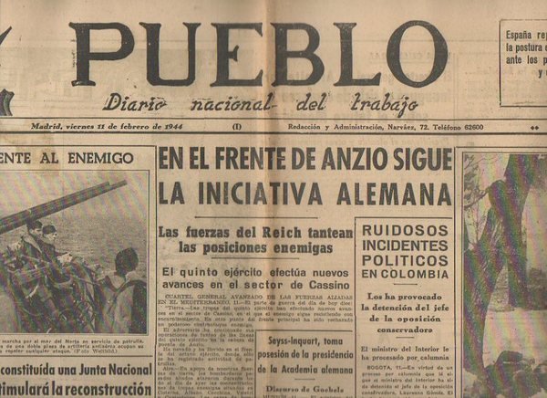 PUEBLO. DIARIO NACIONAL DEL TRABAJO. AÑO V. NUM. 1.116. MADRID, …