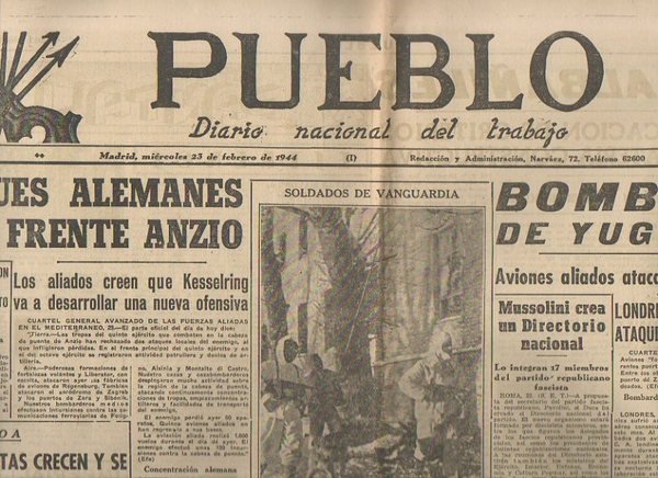 PUEBLO. DIARIO NACIONAL DEL TRABAJO. AÑO V. NUM. 1.126. MADRID, …