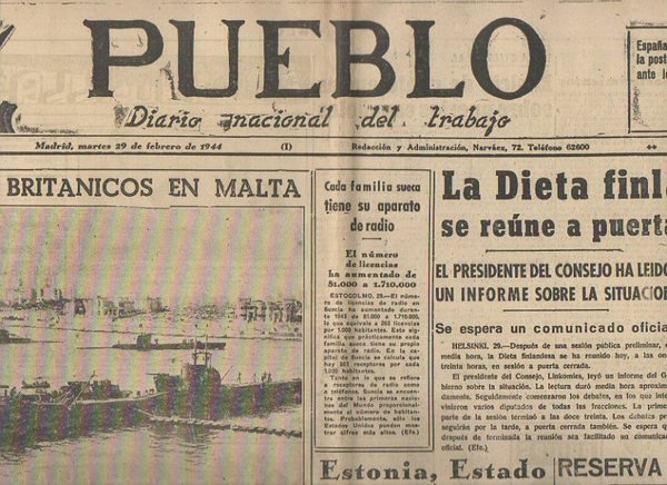 PUEBLO. DIARIO NACIONAL DEL TRABAJO. AÑO V. NUM. 1.131. MADRID, …