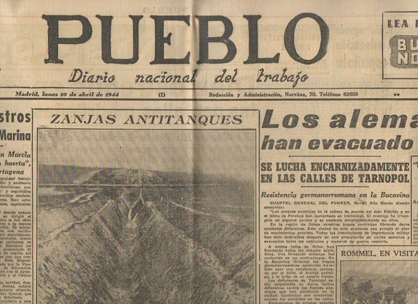 PUEBLO. DIARIO NACIONAL DEL TRABAJO. AÑO V. NUM. 1.164. MADRID, …