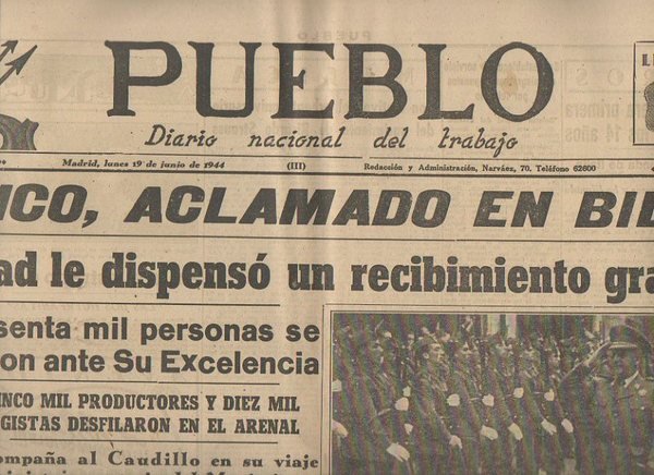 PUEBLO. DIARIO NACIONAL DEL TRABAJO. AÑO V. NUM. 1.224. MADRID, …