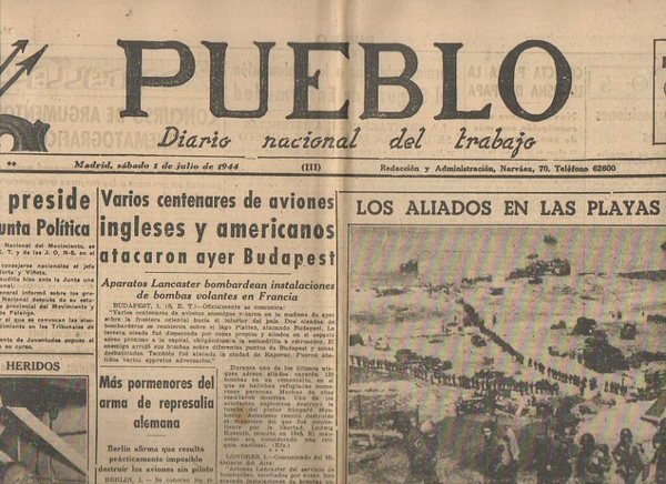 PUEBLO. DIARIO NACIONAL DEL TRABAJO. AÑO V. NUM. 1.235. MADRID, …