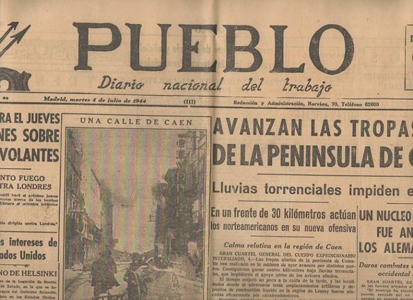 PUEBLO. DIARIO NACIONAL DEL TRABAJO. AÑO V. NUM. 1.237. MADRID, …