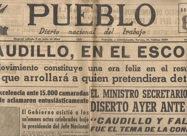 PUEBLO. DIARIO NACIONAL DEL TRABAJO. AÑO V. NUM. 1.241. MADRID, …