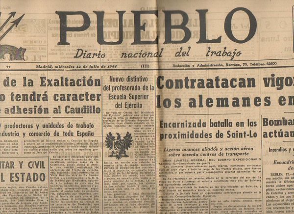 PUEBLO. DIARIO NACIONAL DEL TRABAJO. AÑO V. NUM. 1.244. MADRID, …