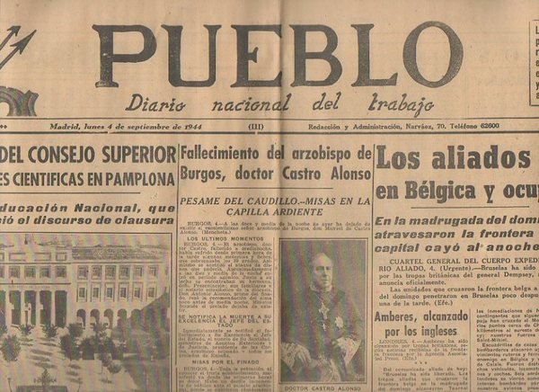 PUEBLO. DIARIO NACIONAL DEL TRABAJO. AÑO V. NUM. 1.290. MADRID, …