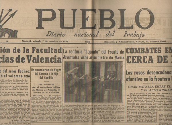 PUEBLO. DIARIO NACIONAL DEL TRABAJO. AÑO V. NUM. 1.319. MADRID, …