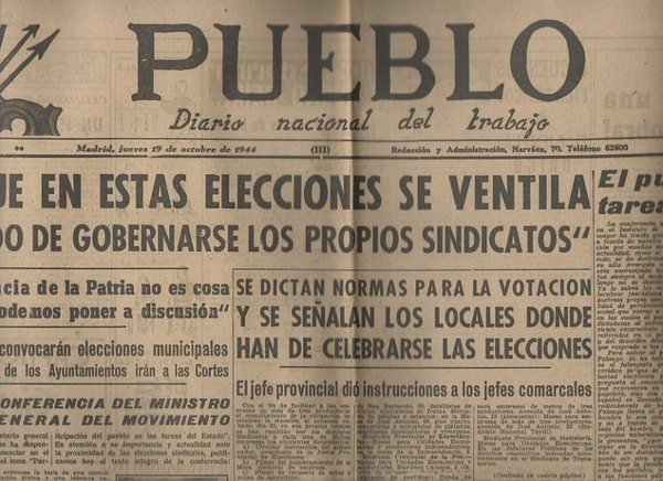 PUEBLO. DIARIO NACIONAL DEL TRABAJO. AÑO V. NUM. 1.330. MADRID, …