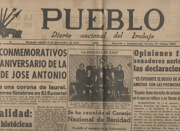 PUEBLO. DIARIO NACIONAL DEL TRABAJO. AÑO V. NUM. 1.456. MADRID, …