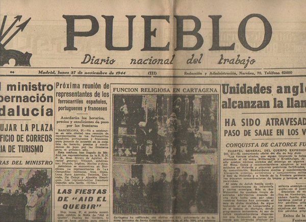 PUEBLO. DIARIO NACIONAL DEL TRABAJO. AÑO V. NUM. 1.463. MADRID, …