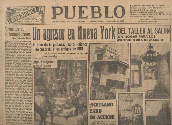 PUEBLO. AÑO VII. NUM. 1.943. MADRID, SABADO, 15 DE JUNIO …