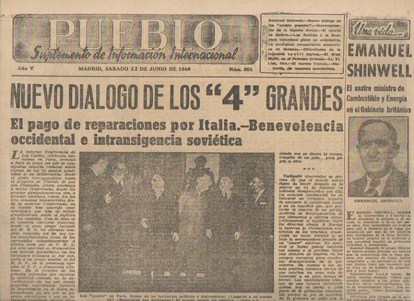 PUEBLO. SUPLEMENTO DE INFORMACION INTERANCIONAL. AÑO V. NUM. 201. MADRID. …