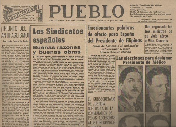 PUEBLO. AÑO VII. NUM. 1.962. MADRID, LUNES, 8 DE JULIO …