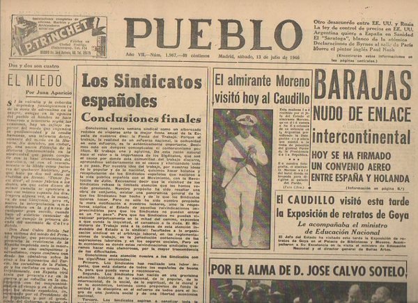 PUEBLO. AÑO VII. NUM. 1.967. MADRID, SABADO, 13 DE JULIO …