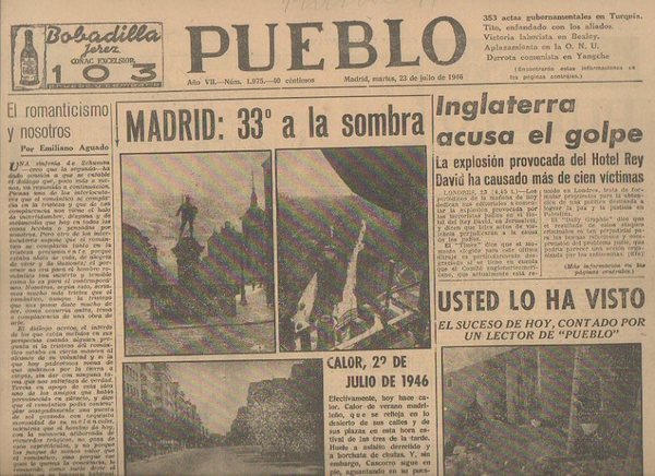 PUEBLO. AÑO VII. NUM. 1.975. MADRID, MARTES, 23 DE JULIO …
