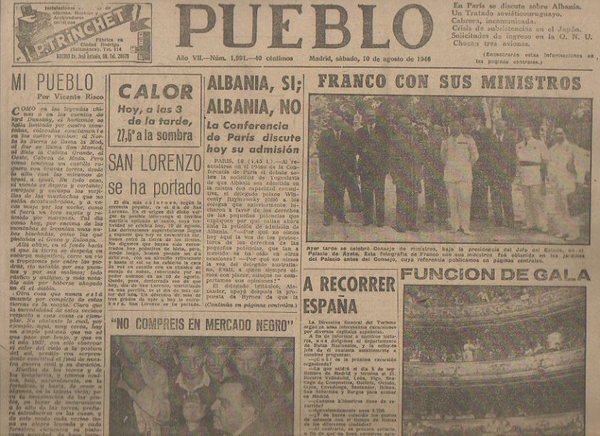 PUEBLO. AÑO VII. NUM. 1.991. MADRID, SABADO, 10 DE AGOSTO …
