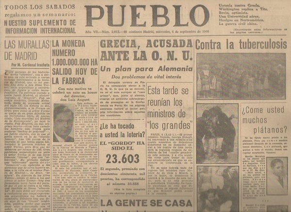 PUEBLO. AÑO VII. NUM. 2.012. MADRID, MIERCOLES, 4 DE SEPTIEMBRE …