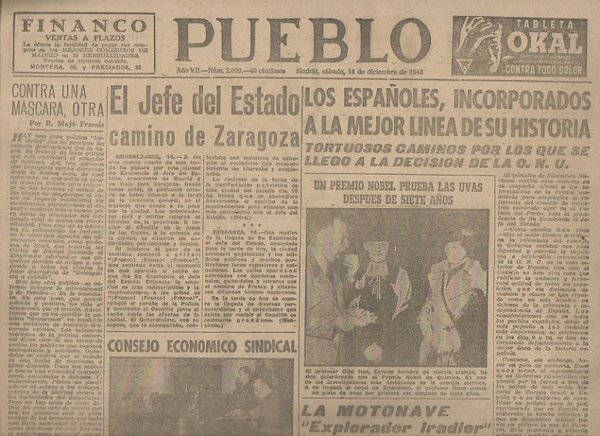 PUEBLO. AÑO VII. NUM. 2.099. MADRID, SABADO, 14 DE DICIEMBRE …