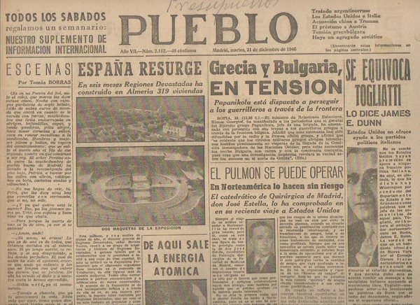 PUEBLO. AÑO VII. NUM. 2.112. MADRID, MARTES, 31 DE DICIEMBRE …
