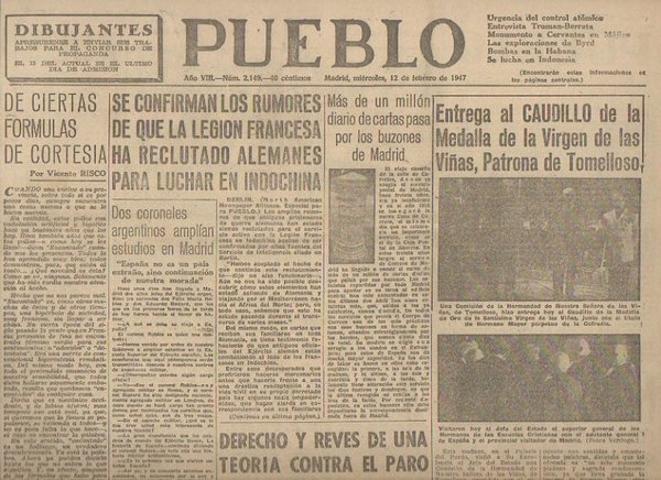 PUEBLO. AÑO VIII. NUM. 2.149. MADRID, MIERCOLES, 12 DE FEBRERO …