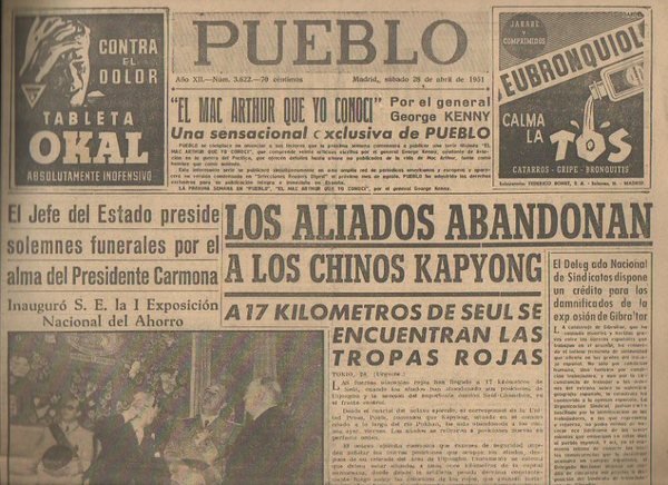 PUEBLO. AÑO XII. NUM. 3.622. MADRID, SABADO, 28 DE ABRIL …
