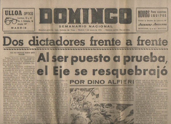 DOMINGO. SEMANARIO NACIONAL. AÑO XV. NUMERO 741. MADRID, 6 DE …