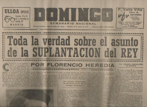 DOMINGO. SEMANARIO NACIONAL. AÑO XVI. NUMERO 778. MADRID, 20 DE …
