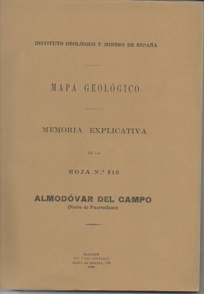 ALMODOVAR DEL CAMPO (NORTE DE PUERTOLLANO). MAPA GEOLOGICO DE ESPAÑA. …