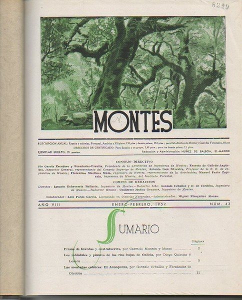 MONTES. PUBLICACION DEL CUERPO DE INGENIEROS DE MONTES. 1952. N. …
