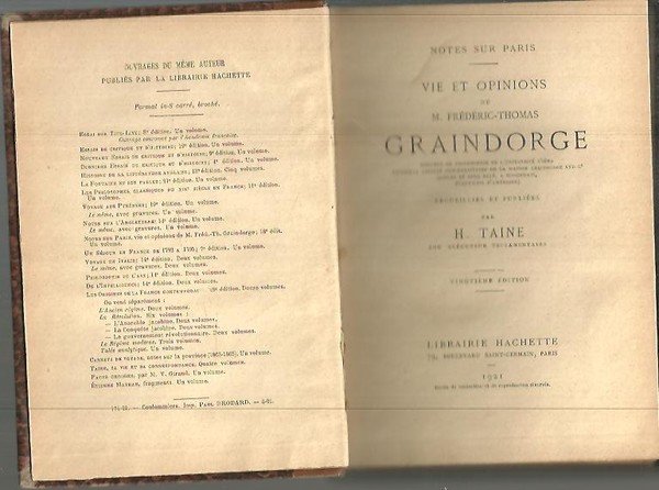 VIE ET OPINIONS DE M. FREDERIC THOMAS GRAINDORGE.
